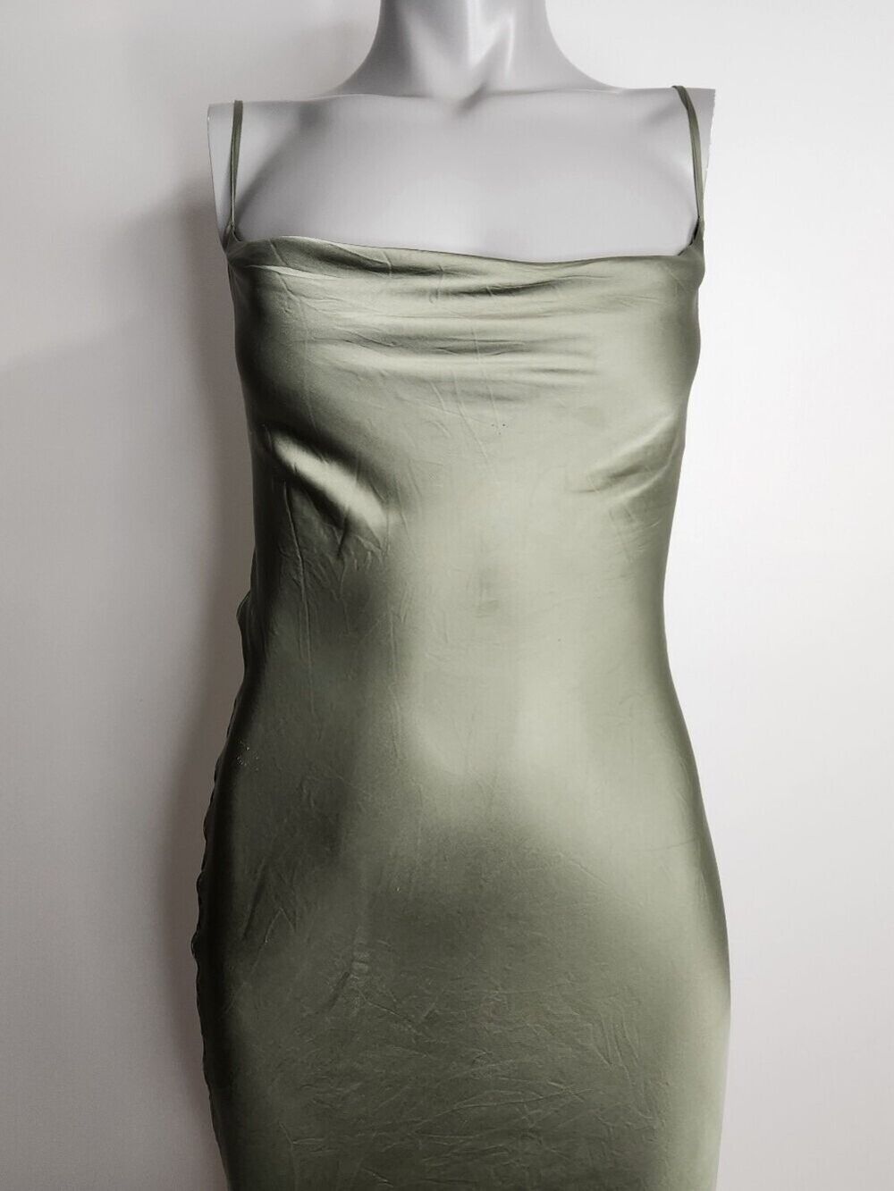 Aritzia Wilfred Only Ruched Adjustable Slip Dress In Sage Frost Green Size XXS - Picture 3 of 14